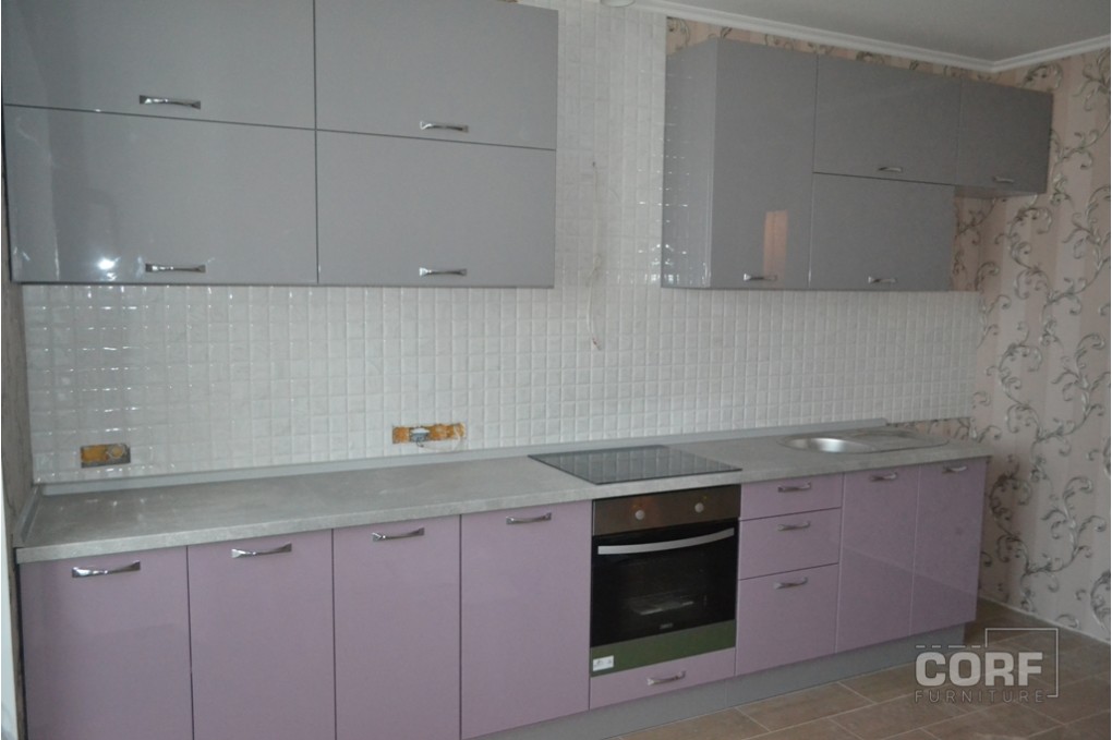 
                                Серо-фиолетовая кухня на заказ