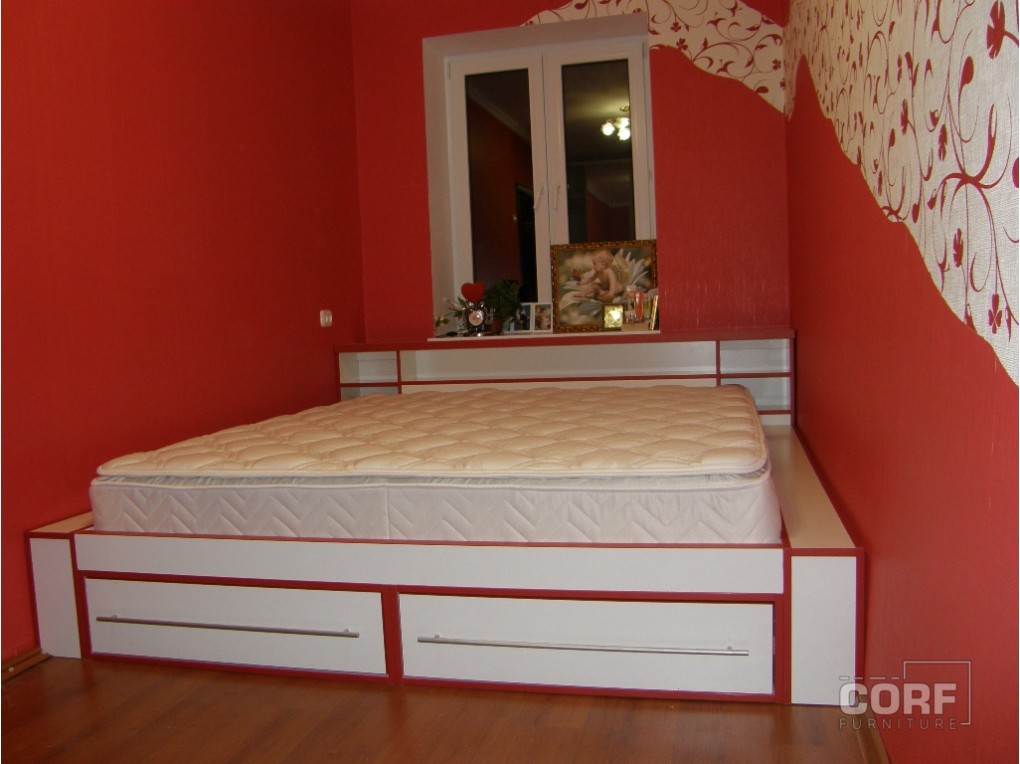 
                                Бело-красная спальня на заказ