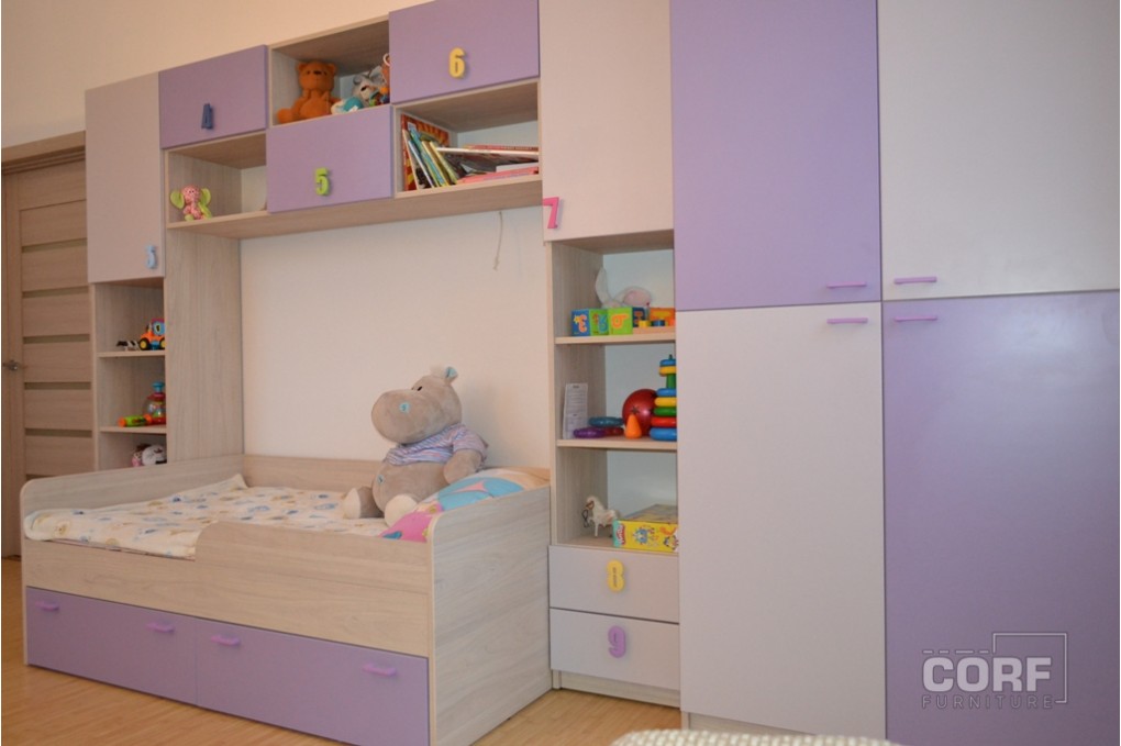 
                            Меблі для дитячої кімнати в фіолетових тонах на заказ